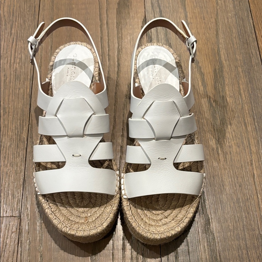 Clergerie White Leather espadrille platform sandals
